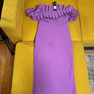 Purple Ruffle Midi Dress